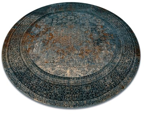 rugsx Wollteppich für Wohnzimmer, Schlafzimmer, traditionell Omega MAMLUK Rosette Vintage Dunkelblau Kreis 200 cm