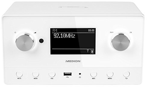 MEDION LIFE MD 87566 Internetradio mit Wlan, DAB+ Radioempfang, USB Steckplatz, Holzgehäuse, weiß