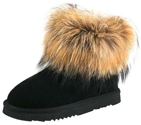 Shenduo Donna Stivali Caviglia Pelliccia Pelosi, Stivaletti Invernali D9251 Nero 37EU