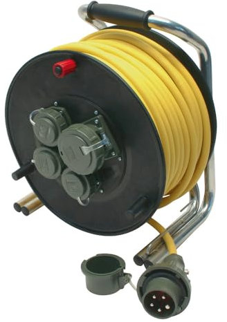 Dönges Leitungsroller Feuerwehr, DIN 14680, 230 V/400 V, 16 A (Kabeltrommel Verlängerungsleitung Starkstrom) Eingang: 1 x Stecker CEE 5-pol IP67/Ausgang: 1 x Kupplung CEE 5-pol IP67