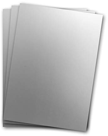 Metallic Papier DIN A4 21,0 x 29,7 cm - Silber Metallic - 15 Stück - glänzendes Bastelpapier 90 g/m² - Rückseite Weiß - Für Einladungen, Hochzeiten