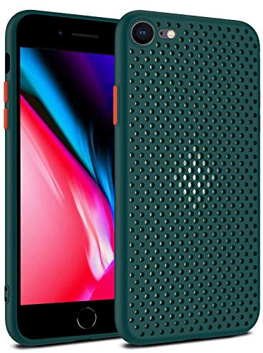 Rdyi6ba8 Cover per iPhone SE 2020/SE 2022, Fotocamera Protezione Completa Ultra Leggero Morbido Silicone TPU Traspirante Mesh Design Protettiva Case per iPhone 7/8 - Verde Scuro