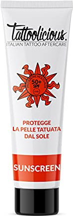 Tattoolicious SUNSCREEN 50+ SPF - La Protection solaire pour tatouage, avec une formule anti-âge et des ingrédients actifs biologiques, 30 ml