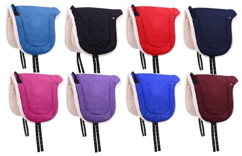 NETPROSHOP Bareback Pad Velour Reiten ohne Sattel mit Weichem Kunstfell Shetty/Pony/Full/XLFull, Groesse:Pony, Farbe:Dunkelblau