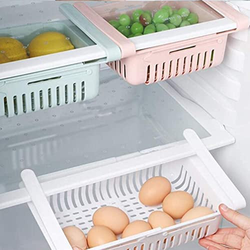 REPLOOD 4x Cestino per Frigo Cassettiera Organizer Frigorifero 4pz Salvaspazio Cassetto Telescopico Allungabile in Larghezza