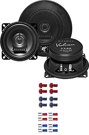 Hifonics Auto Lautsprecher Boxen VX42 200 Watt 10cm 2 Wege Koax kompatibel mit Audi 80 B3 1986-1995 Armaturenbrett vorne