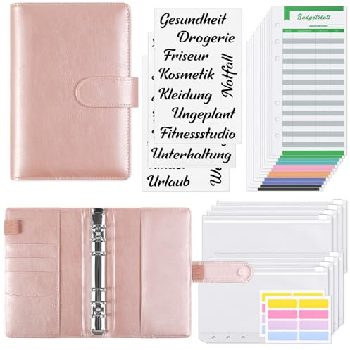 KONVINIT Budget Binder,A6 Ringbuch Budget Planner,Budget Organizer,Budget Planer mit Geldumschläge und 12 Budgetbogen für Budgetierung,Geschenke für Frauen,Mutter,Kinder