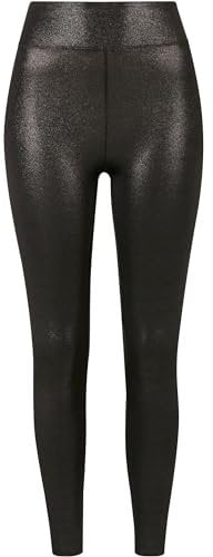 Urban Classics Legging Glamour Taille Haute pour Femme Pantalon de Yoga, Noir Scintillant