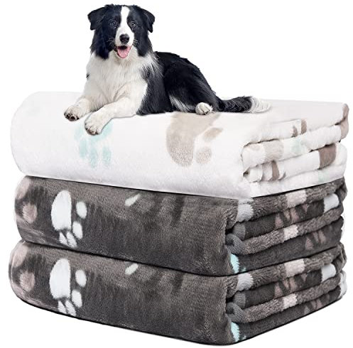 Hundedecke Sofa, waschbar Decke Für Sofa, Hundedecke Flauschig, Fleecedecke Hunde, 3 Pack Weiche Warme Haustier Decken, Mit niedlichem Knochen-Druck,Für eine Vielzahl von Haustieren,106 * 76CM