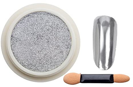 Silver Chrome Mirror Nail Powder, LILAH'S NAILS. Metallic Nail Art Pigment Powder Set, Shiny Nail Glitter Powder with Magic Mirror Effect for Nail Art Design Decoration.