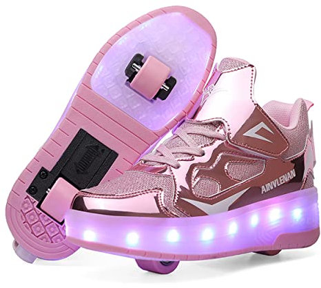 Rolltongoz Junge Mädchen Schuhe Kinderschuhe mit Rollen LED Leuchtend Schuhe Outdoor Sportschuhe Blinkschuhe Skateboardschuhe Sneaker Geburtstage, Feiertage