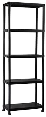 Orion91 - Estantería Almacenaje, Polipropileno PP, Multiusos, Hogar, Trastero, Domitorio y Cocina, 5 Baldas, Carga Máxima 125Kg, 60x30.5x172cm (Largo x Ancho x Alto), Color Negro