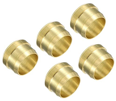PATIKIL 10mm Tubo OD Latón Compresión Manguitos Férulas 5 Paquete Latón Compresión Accesorios Surtido Kit