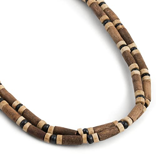 LOCAL LEAGUE Herren Surfer Halskette mit Perlen, Holzperlen für Männer, Freund, Strandurlaub, Australischer Surf-Stil Perlenkette, Tribal, Urlaub, Festival, BEACH Party 46 cm