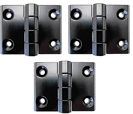 Haasweller Lot de 3 charnières en métal pour charges lourdes Noir 60 x 76 mm Pour meubles jusqu'à 200 kg