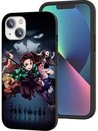 WANGQINHAI Compatible with iPhone 13 Case, Anime Cool Manga TPU Drop Protection Shock Absorbing Scratch Resistant Phone Case Cover (Anime-Demon-Slayer-Comic-2)