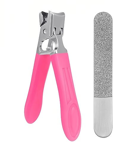 SG Nekoo Nail Clippers for Thick Nails Hard Fingernails and Toenails Cutter with File, Ultra Sharp Curved Splash Proof Trimmer for Adults Men Women Seniors (Mid-Pink)