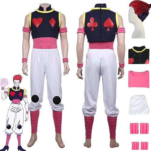 Tjmiaohao Anime Hunter x Hunter Hisoka Cosplay Kostüm Outfit Rollenspiel Kurapika Uniform Komplettset Halloween Karneval Party Dress Up Anzug mit Perücke für Männer Jungen (L)