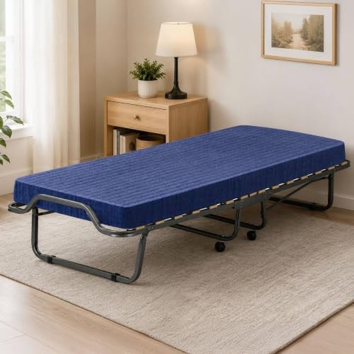 Talamo Italia - Klappbett Rosalba, Feldbett mit 15 Latten, platzsparendes Kinderbett, 100% Made in Italy, 80 x 200 x 40 cm, inklusive Matratze