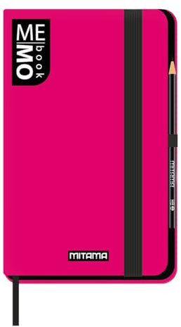 Mitama Taccuino Large FUCSIA - MEMO BOOK - NOTEBOOK - Copertina Soft Touch - Tasca interna + Matita Inclusa - Fogli a Quadretti 5 mm - 13 x 21 cm