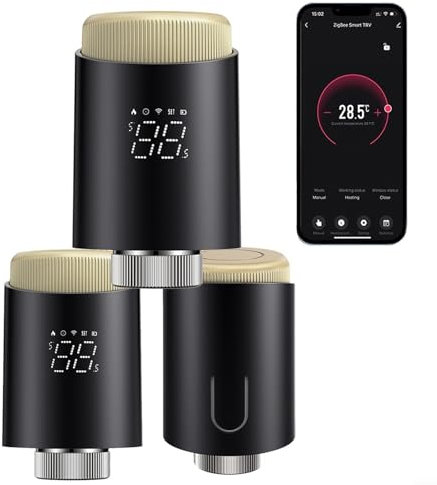 URPIZY Smart Home Heizkörperthermostat WiFi Thermostat Fernbedienung und Sprachsteuerung Programmierbar für Tuya Heizungsthermostat(3er Set)