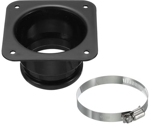 PATIKIL 3 Duct Connector Flange, Dryer Vent Wall Plate Square to Round Straight with Ducting Clamp for Air Heating Cooling Ventilation Exhaust Fan, Black
