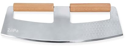 ZiiPa • Pizzaschneider • Pozzello • Stahlklinge • Kippsystem • Robust • Ergonomischer Holzgriff • Perfekter und präziser Schnitt