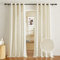 PONY DANCE Wohnzimmer Vorhänge Leinen Boho Ösenvorhang 2er Set H 260 x B 140 cm Leinenoptik Gardinen mit Linien Leinenvorhang Halbtransparent Linen Curtains for Living Room, Natur
