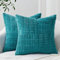 Topfinel 2er Set Kordsamt Kissenbezug 40x40 Türkis Couchkissen Kissenhüllen Sofakissen Zierkissenbezüge Dekokissen Boho Kissenbezüge für Sofa Schlafzimmer Kinderzimmer Patchwork Design