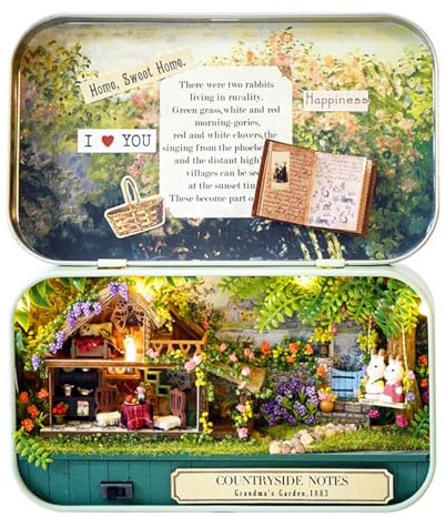 Sarini Box Theatre Miniature Kit, Doll house Kit with Furniture, Creative Handmade Crafts for Teens and Adults, Gift for Birthday, Valentine's Day Father's Day