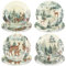 Gandeer Salatteller mit Winterwald, 20,3 cm, 8 cm, verschiedene Designs, Winter-Geschirr-Set für Weihnachten, Geburtstagsparty (Elch)