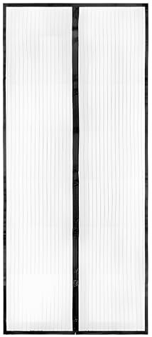 Sherveer Fliegengitter Balkontür 120x220cm aus hochwertigem Fiberglas mit starken Magneten Insektenschutz Vorhang für Terrassentür Reißfest Klebemontage ohne Bohren schwarz