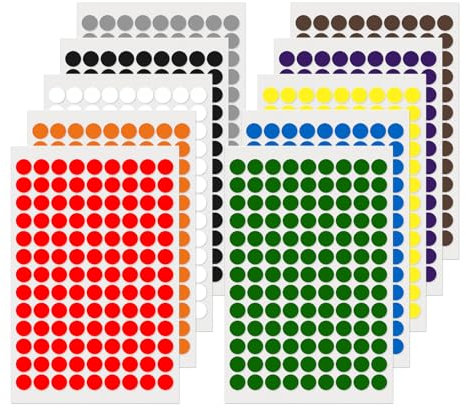 FINDAT Klebepunkt Etiketten 13 mm Rund Kleine Wasserfeste Markierungspunkte Selbstklebende Aufkleber zum Beschriften für Büro Haus Schule DIY 1170 Stück Bunt 10 Farben