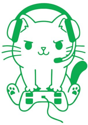 Gamer-Katze, lustige Nerd-Geek-Katze, Videospiele, Wandaufkleber, Gamer-Geschenk, Vinyl-Wandaufkleber für Kinderzimmer, Dekoration, Poster, klein – 30 x 42 cm
