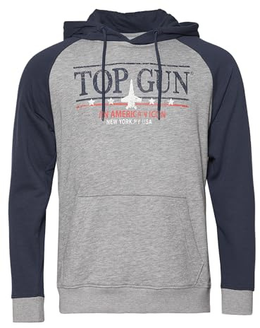 Top Gun Herren Hoodie Tg24037 Grey-Melange/Navy, XXL