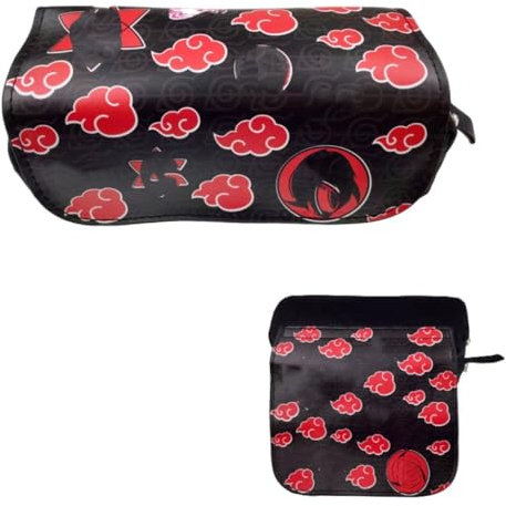 SYTTNUM Japanische Anime Federmäppchen, Rote Wolke Mäppchen, Reißverschluss Schwarz Federmäppchen Große Kapazität Multi Doppelte Schichten Schreibwaren Für Jungen Mädchen