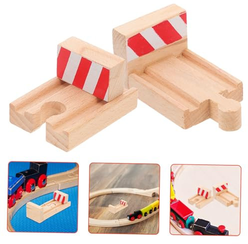 BESTonZON 2stücke Zug Holzeisenbahn Mit Haltegleisen Und Gleisstücken Eisenbahngleisspielzeug Aus Holz Für Fantasievolles Spielen Holzeisenbahngleis Für Zusammenbau Und Kreativität