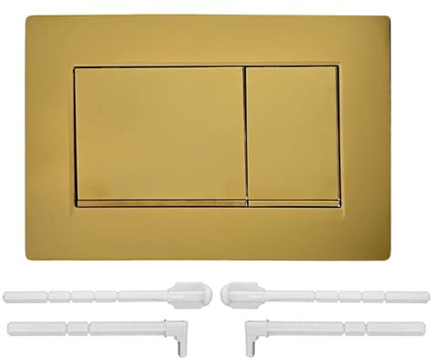 Betätigungsplatte für Geberit Sigma 30, 246 × 164 mm Drückerplatte mit Spülauslöser Set und Montagerahmen für 2 Mengen Spülungen, Doppelbetätigungsplatte,Betätigung Von Vorne (Glänzend Gold)