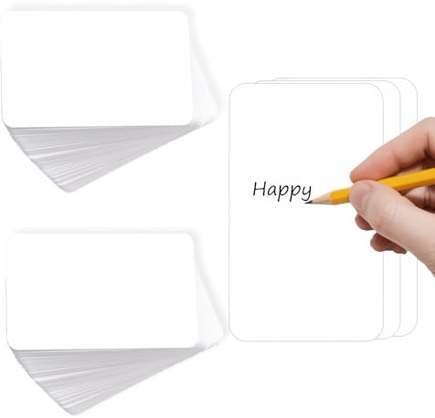 CXNXFD 200 Blätter Karteikarten Blanko 350g/m²,8.8x5.4cm Premium Kraftpapier,Extra Dickes Moderationskarten-Set für DIY Schule Büro,Weiße Vokabelkarten,Grußkarten,Etiketten