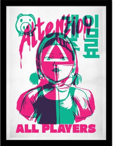 Squid Game 2 - Gerahmtes Poster All Players (40 cm x 30 cm) (Grün/Pink)