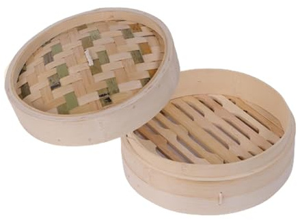 Cesta de vapor de bambú para cocinar verduras para postres y verduras al vapor, 21 cm