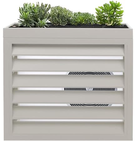 Mendler Verkleidung für Klimaanlage/Wärmepumpe HWC-O43, Abdeckung Schutzgitter Pflanzkasten, Metall 80x90x38cm - grau-weiß