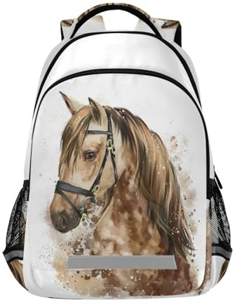 Yopersonalizes Rucksack für Jungen und Mädchen, Pferd, Aquarellmalerei, Kinder-Schultaschen für Grundschule, Mittelschule, Büchertasche, Rucksack für Teenager, College