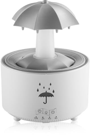Tdkjfoutr Raindrop Humidifier for Bedroom Umbrella Water Drop Air Humidifier with Colorful Light Aroma Essential Oil Diffuser UK Plug B
