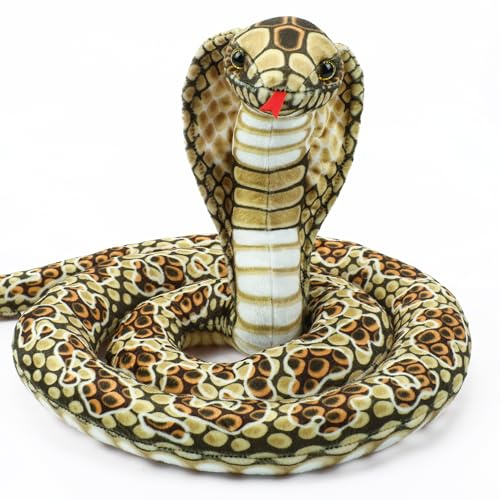 GalaVee Braune Kobra Plüschspielzeug: 170cm Realistische Schlangen Kuscheltier, Großes Stofftier für Tierliebhaber und Kinder, Reptilien Fans und Sammler