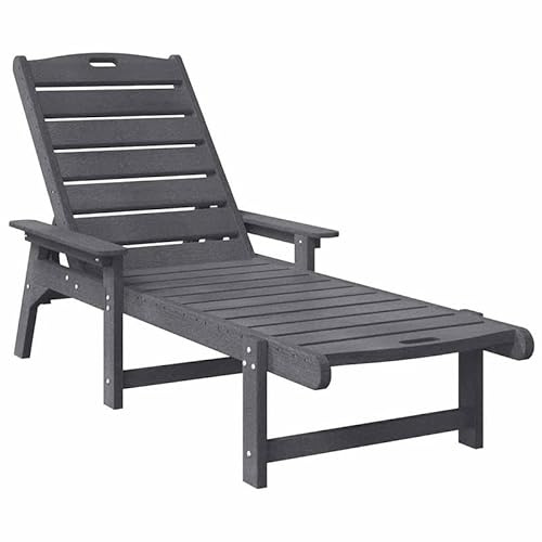 Eleganz SONNENLIEGE aus Plastik - Hellgraue Gartenliege 73,5 x 92 x 90cm - Leicht & Wetterfest für Terrasse, Pool oder Balkon - Komfortable Relaxliege Outdoor