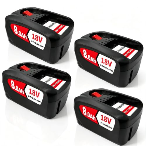 4PCS 18V 8.0Ah Kompatibel mit für Bosch 18V Akku Ersatz für Bosch Akku PBA PSB PSR Li-ion Home and Garden AL1810 CV, AL1815 CV, AL1830 CV, AL1880 CV (4)