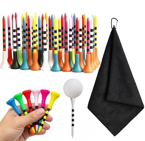 STAVHERT 50 Golf Tees, 83 mm mit Reinigungstuch, Hochwertiges Golf Zubehör für Turniere und Training, Robuste Golftees für optimale Schlagleistung