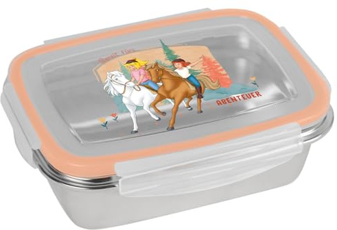 Brotdose Bibi & Tina Abenteuer 850ml Edelstahl | Brotbox | Lunchbox | Pferde | luftdicht | lebensmittelecht | GEDA Labels