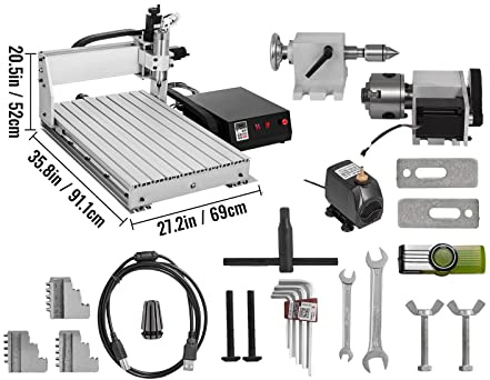 3/4-Achsen-CNC-Fräsergravierer 6040/3040/3020 USB-Fräsmaschine 3D-PVC-Gravierschnitzmaschine Holzbearbeitung Stabilität Gewährleisten(4 Axis CNC 6040)